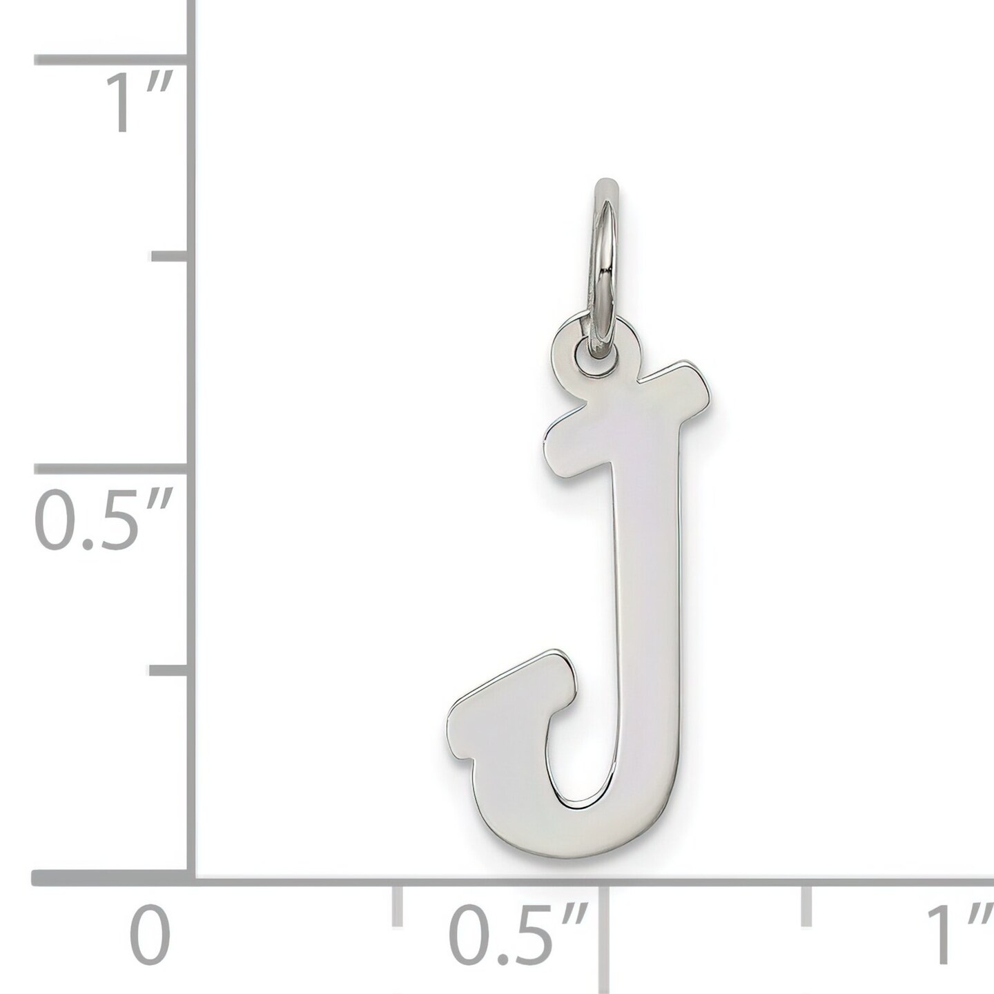 Sterling Silver Medium Script Initial Letter J Charm Jewerly 18mm x 8mm