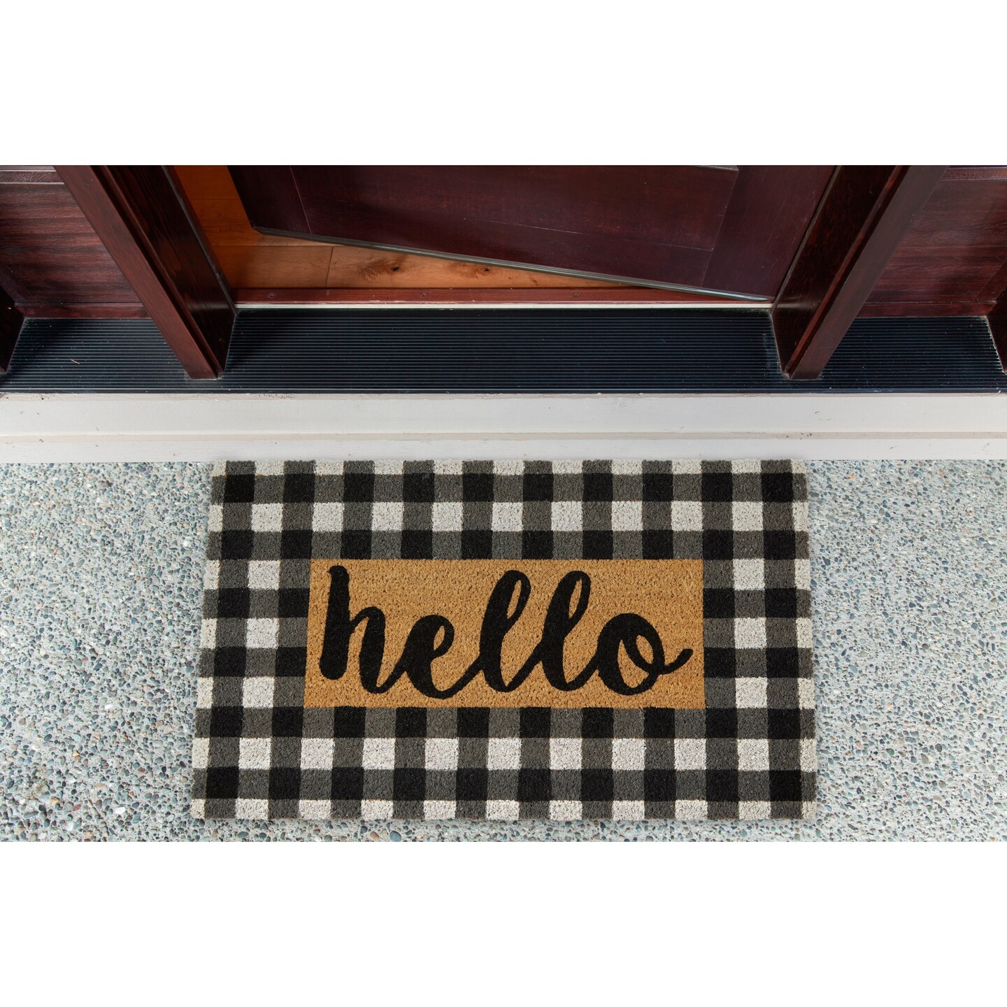 DII Checkers Hello Doormat