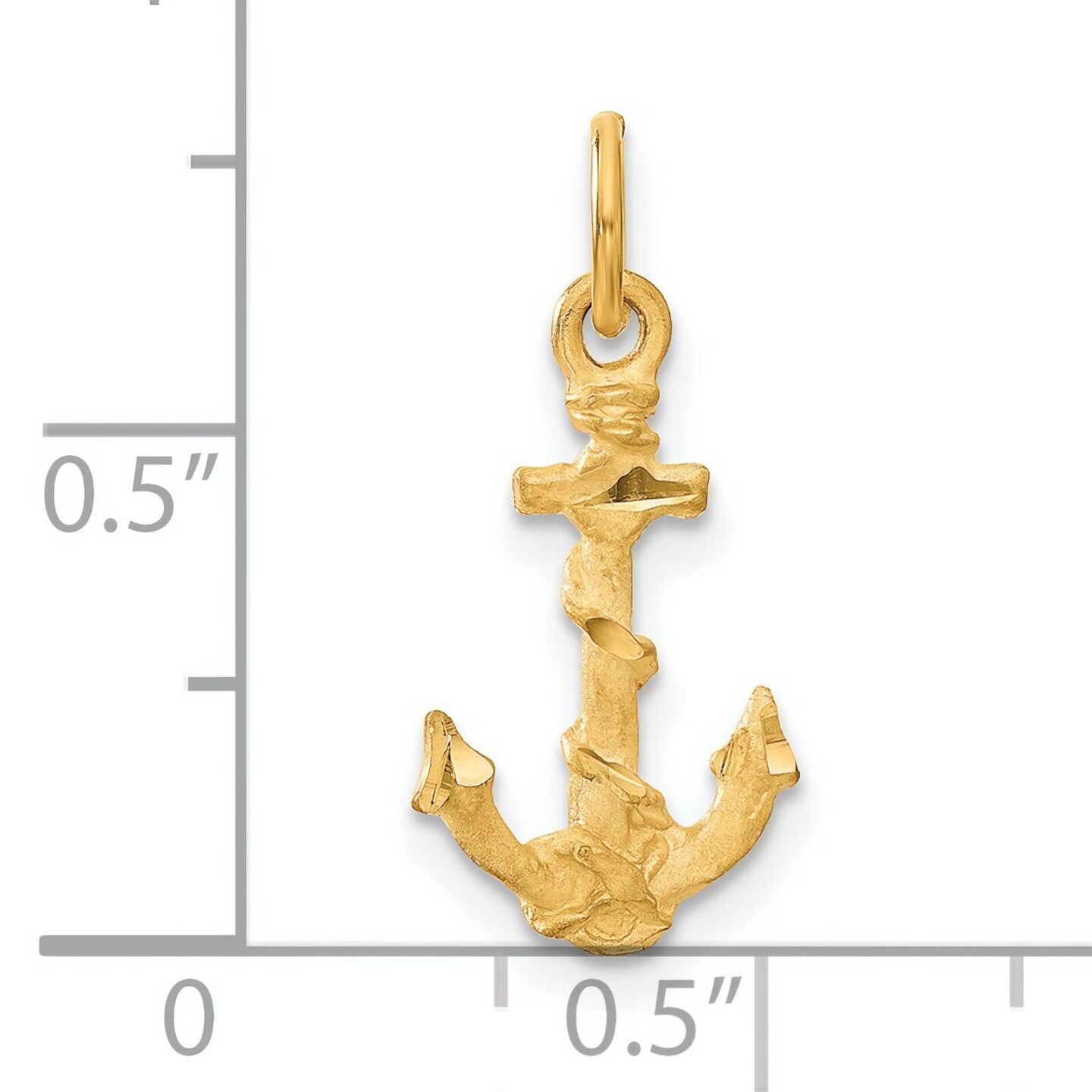 14K Yellow Gold Anchor Rope Charm Sailing Pendant Jewerly 22mm x 10mm