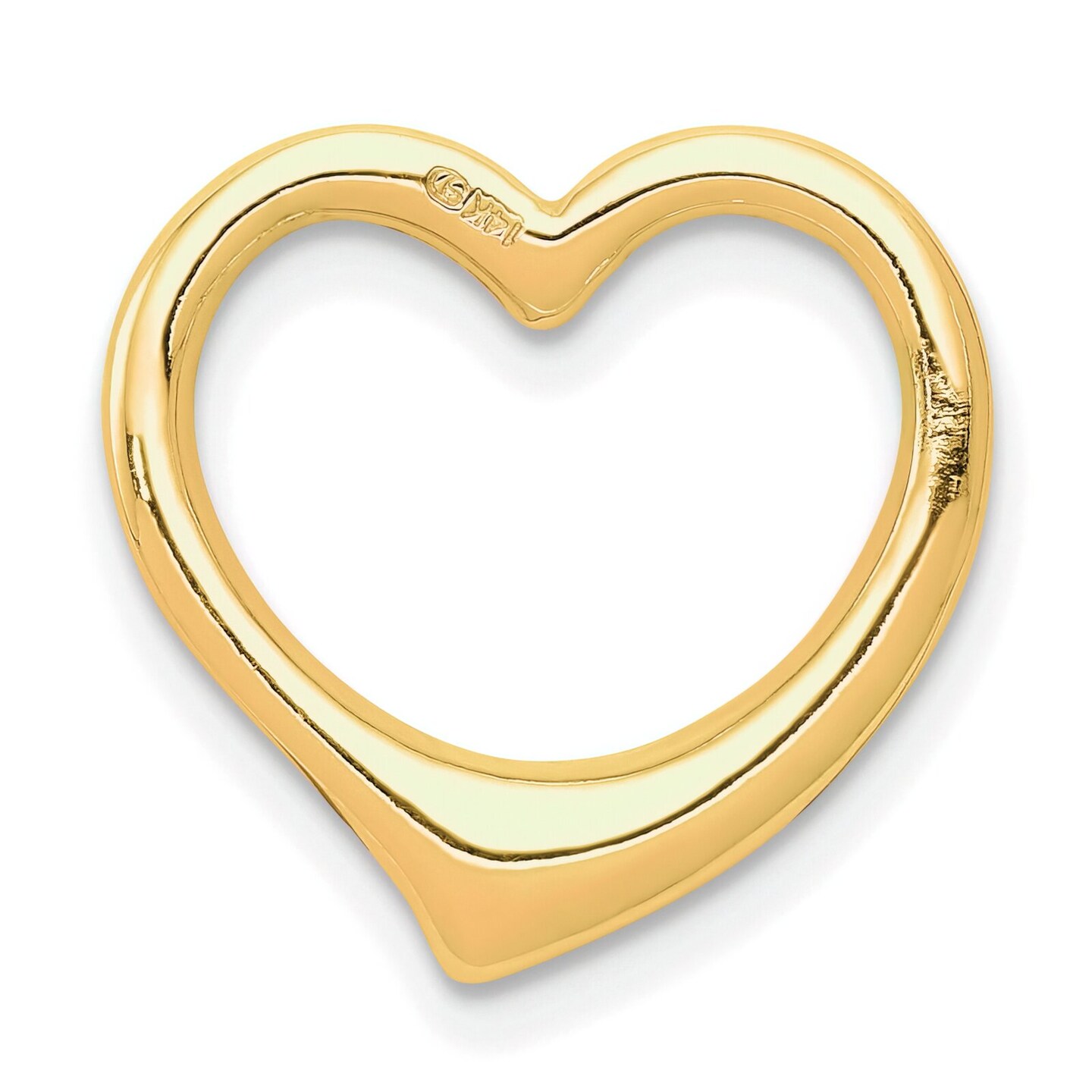 14K Gold 3D Floating Heart Slide Pendant Love Charm 15 X 14mm Jewerly