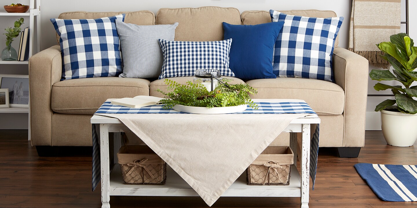 DII Assorted Navy/Off White Pillow Cover 12x20 Set/4