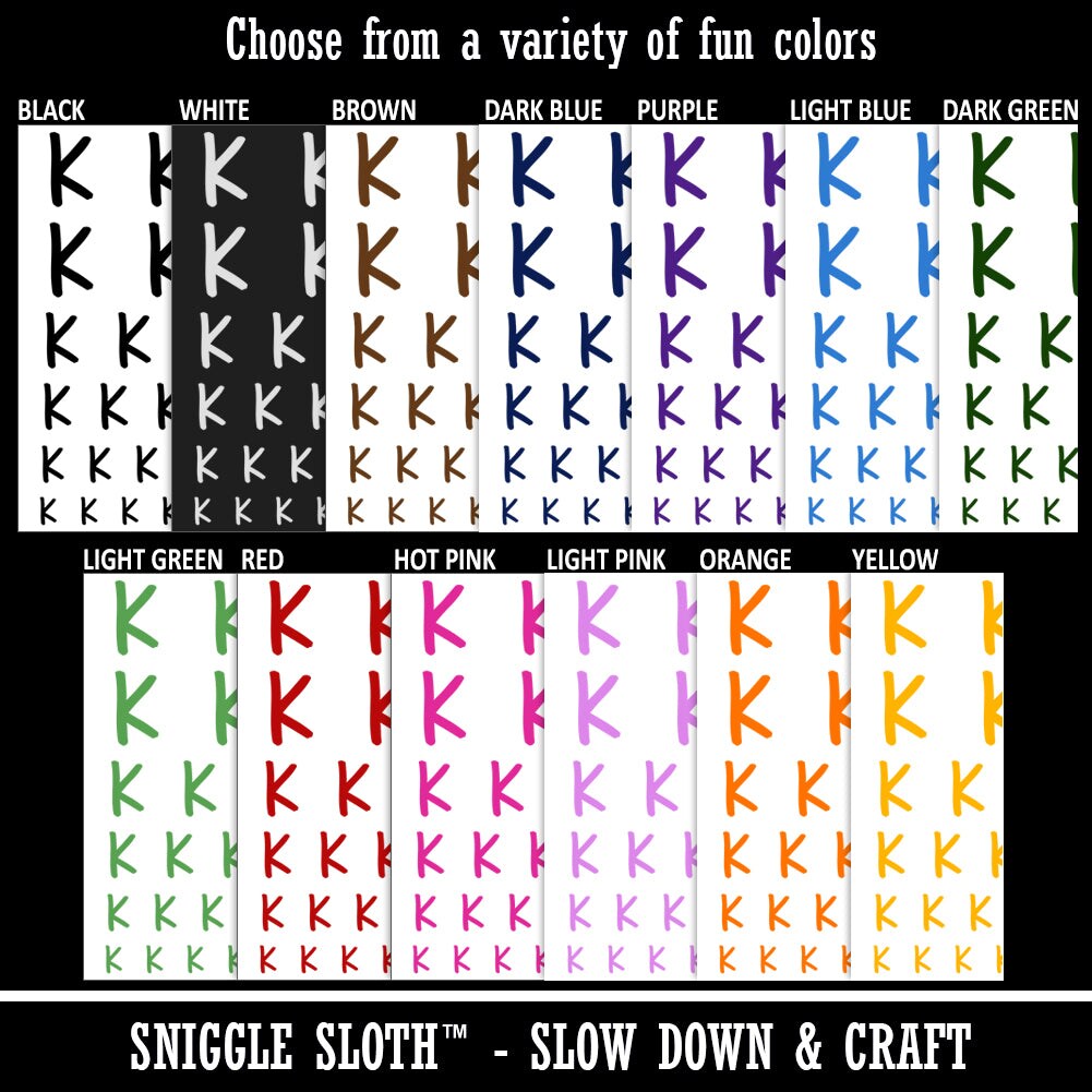 Letter K Uppercase Felt Marker Font Temporary Tattoo Water Resistant Fake Body Art Set Collection