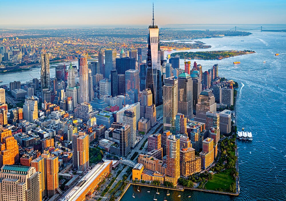 500 Piece Jigsaw Puzzle, Sunset over Manhattan, New York, NYC, cityscape puzzle, USA, Adult Puzzles, Castorland B-53674