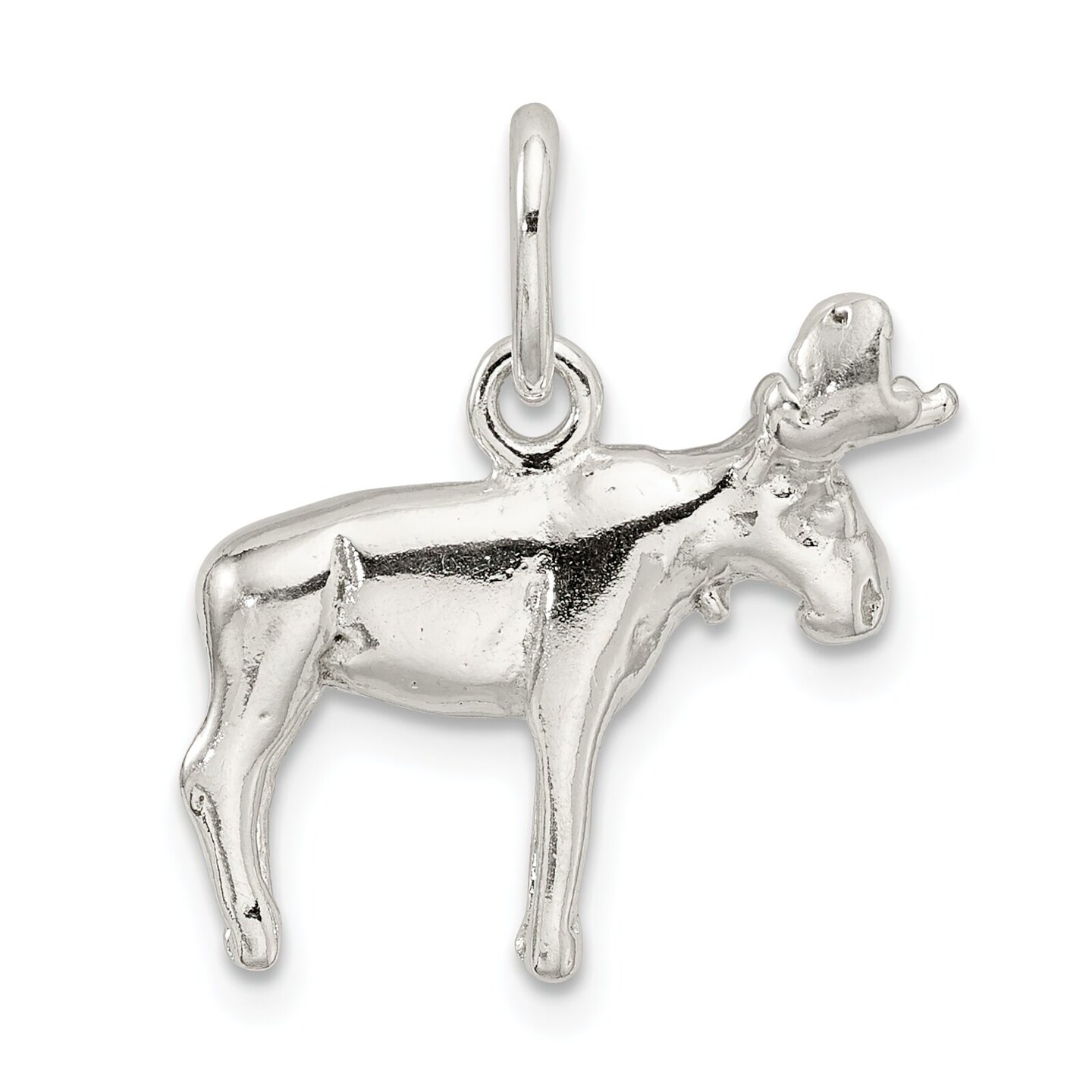 Sterling Silver Moose Charm Jewelry Animal Pendant 19mm x 20mm