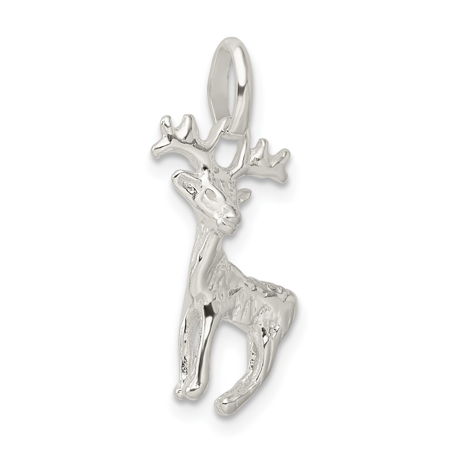 Sterling Silver Deer Charm Pendant Animal Jewelry 22mm x 15mm