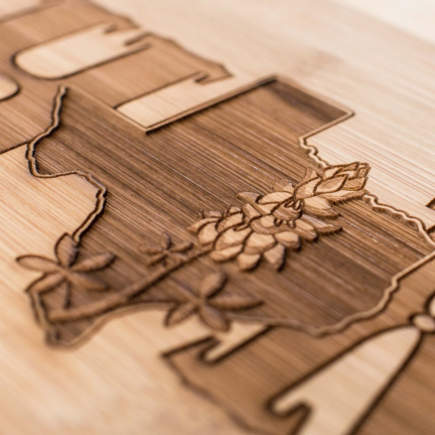Texas Home with Bluebonnets - Cutting Board 14&#x27;&#x27;x9.5&#x27;&#x27;x.5&#x27;&#x27; Bamboo