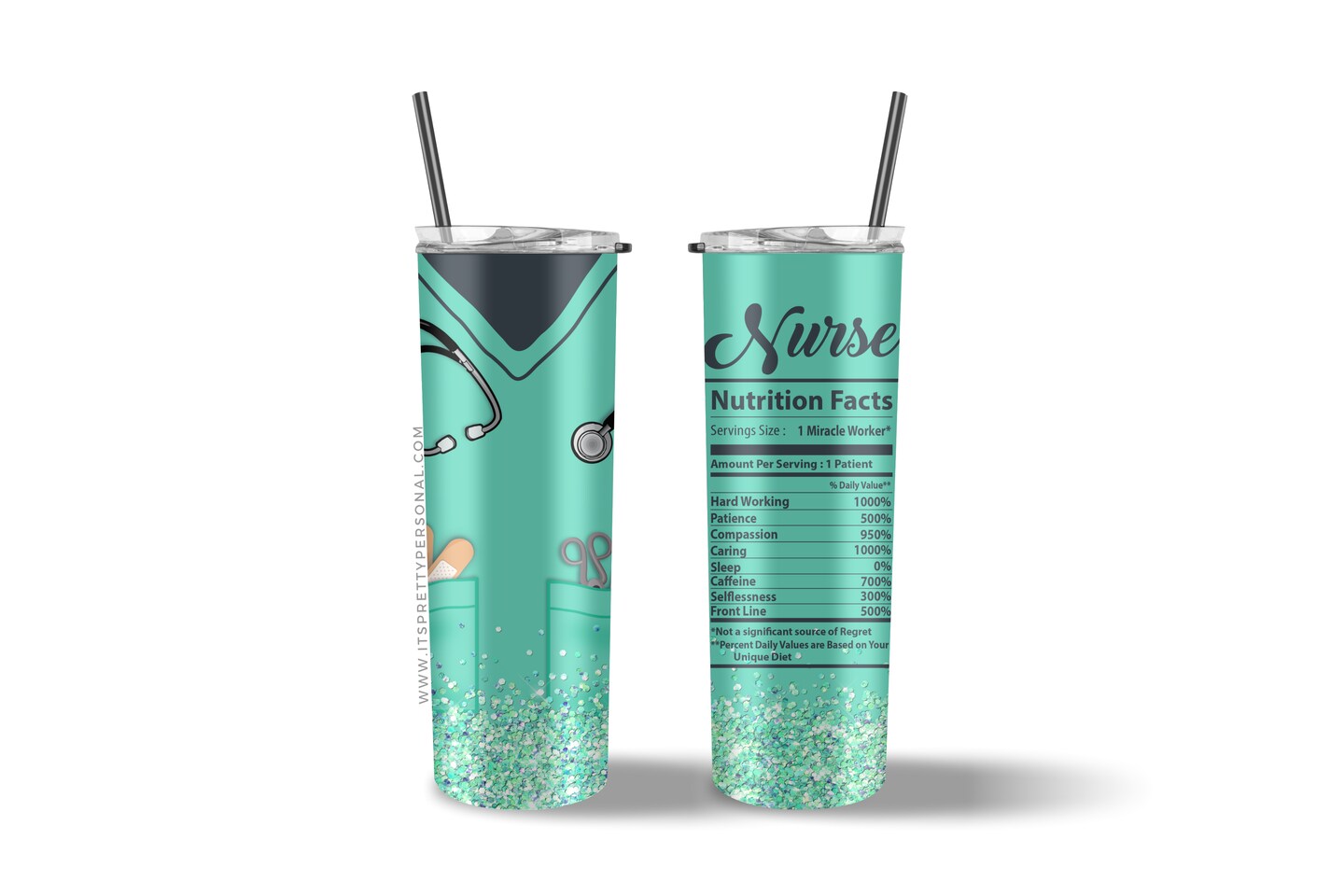 #370 CLEAR- 20oz - Nurse Nutrition 9.4" x 8" Pattern Vinyl Wrap