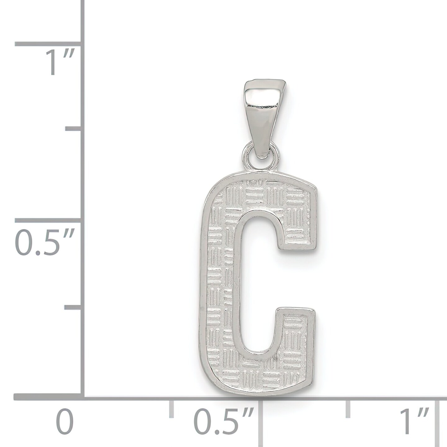 Sterling Silver Initial Letter C Charm Pendant Jewelry 25mm x 9mm