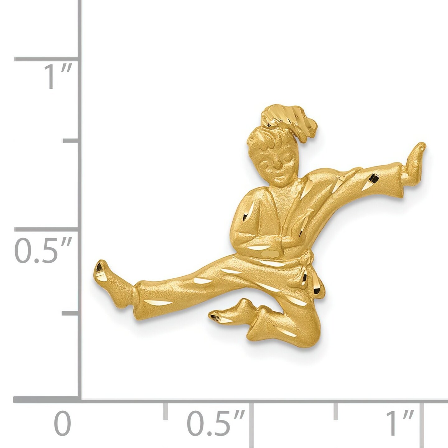 14K Gold Kicking Karate Girl Charm Martial Artist