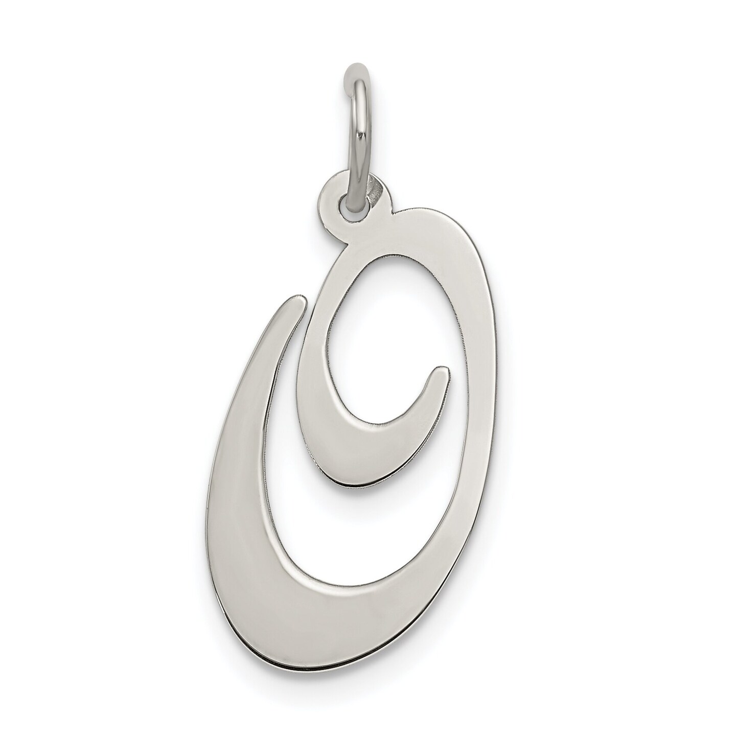 Sterling Silver Large Script Initial Letter O Charm Jewerly 21mm x 17mm