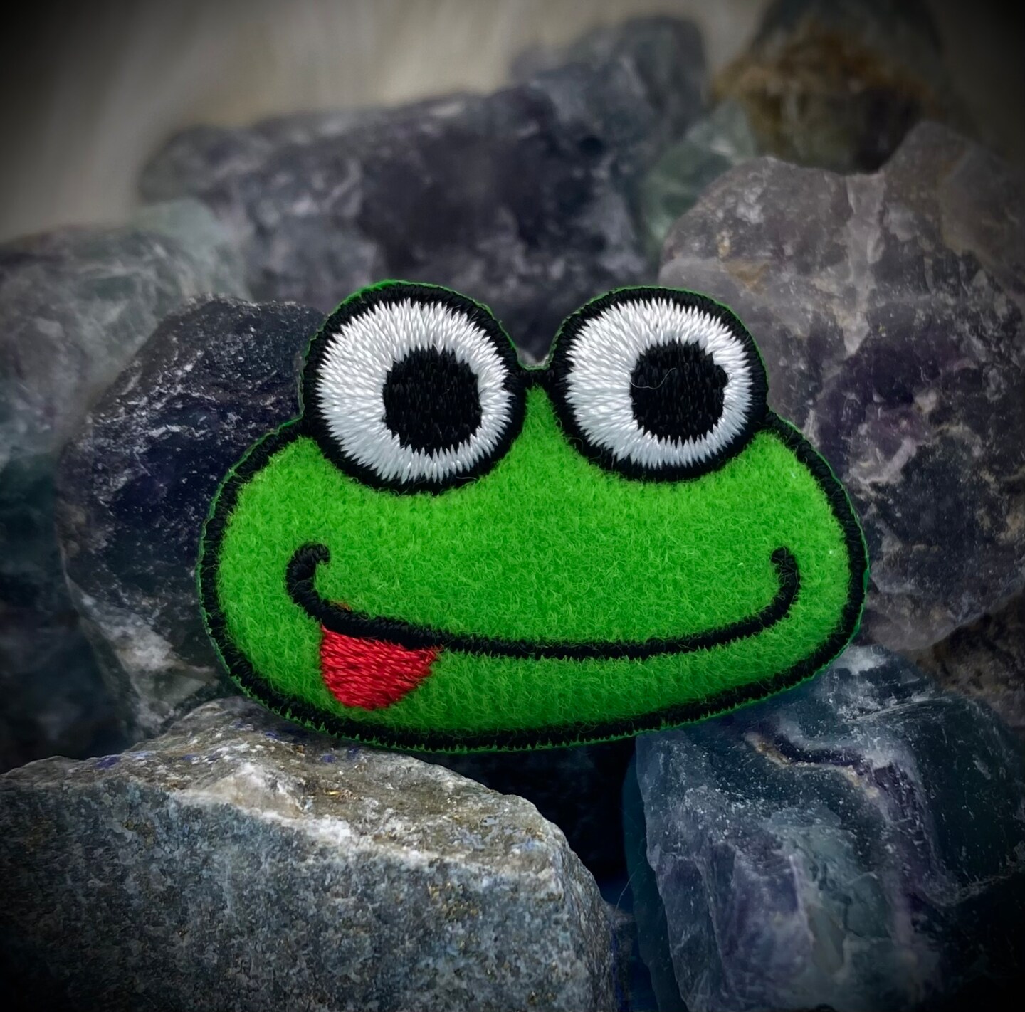 Puffy Frog Face, 3D, Embroidered, Iron on Patch