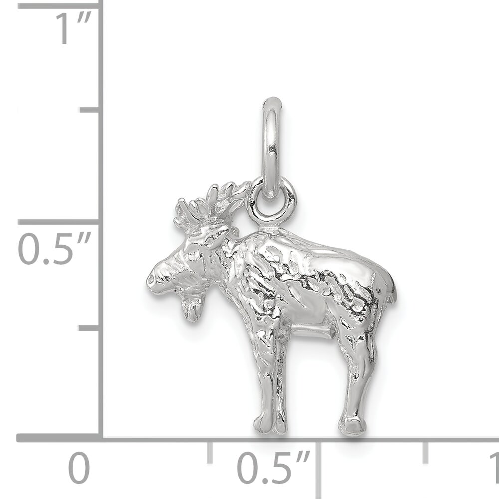 Sterling Silver Moose Charm Jewelry Animal Pendant 17mm x 16mm