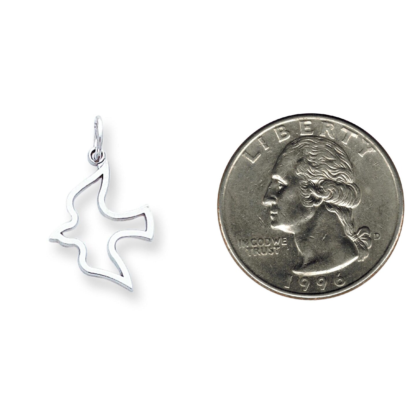 10K White Gold Holy Spirit Dove Charm Religious New 25 X 16mm Jewerly