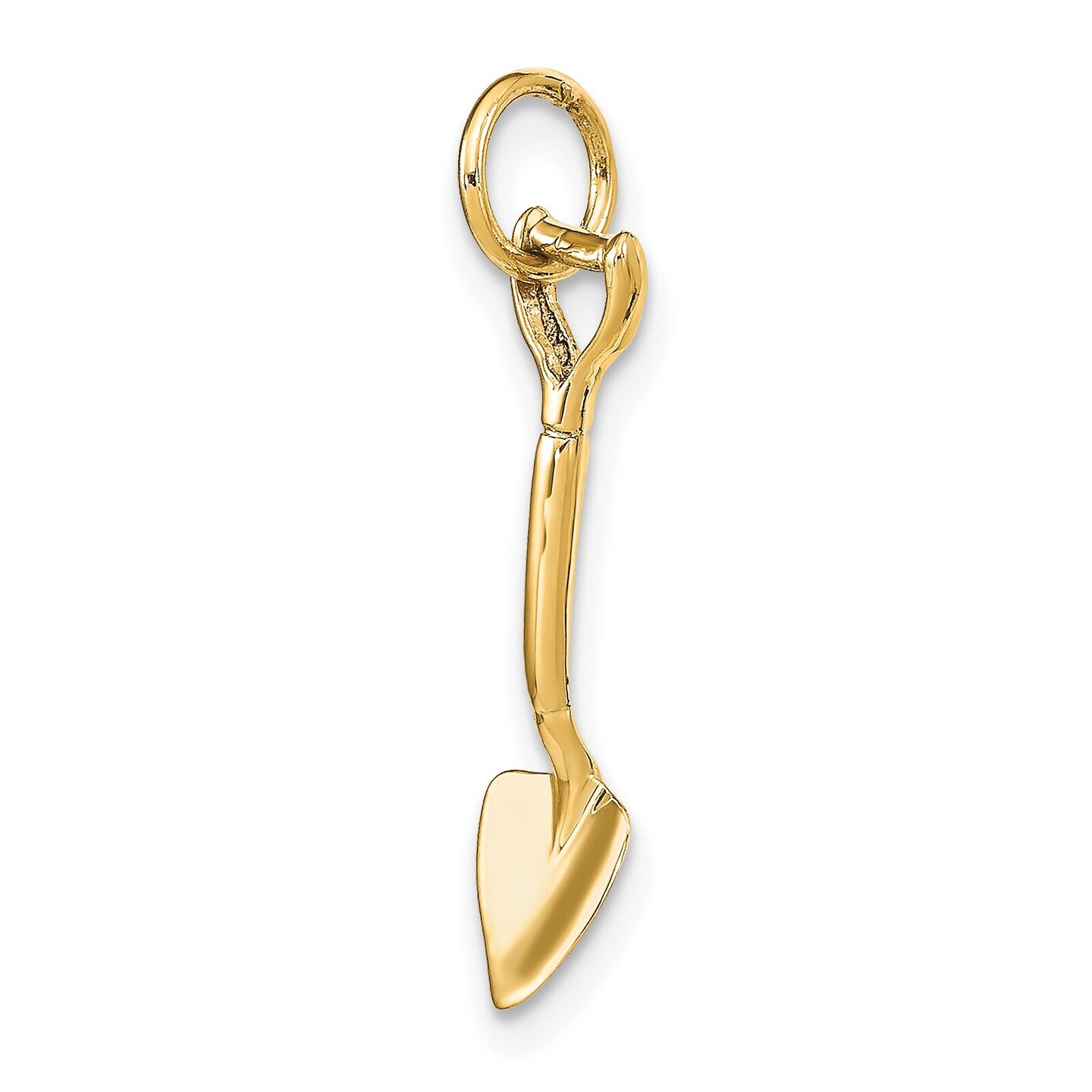 14K Yellow Gold 3D Spade Charm Shovel Garden Jewelry 20mm x 4mm