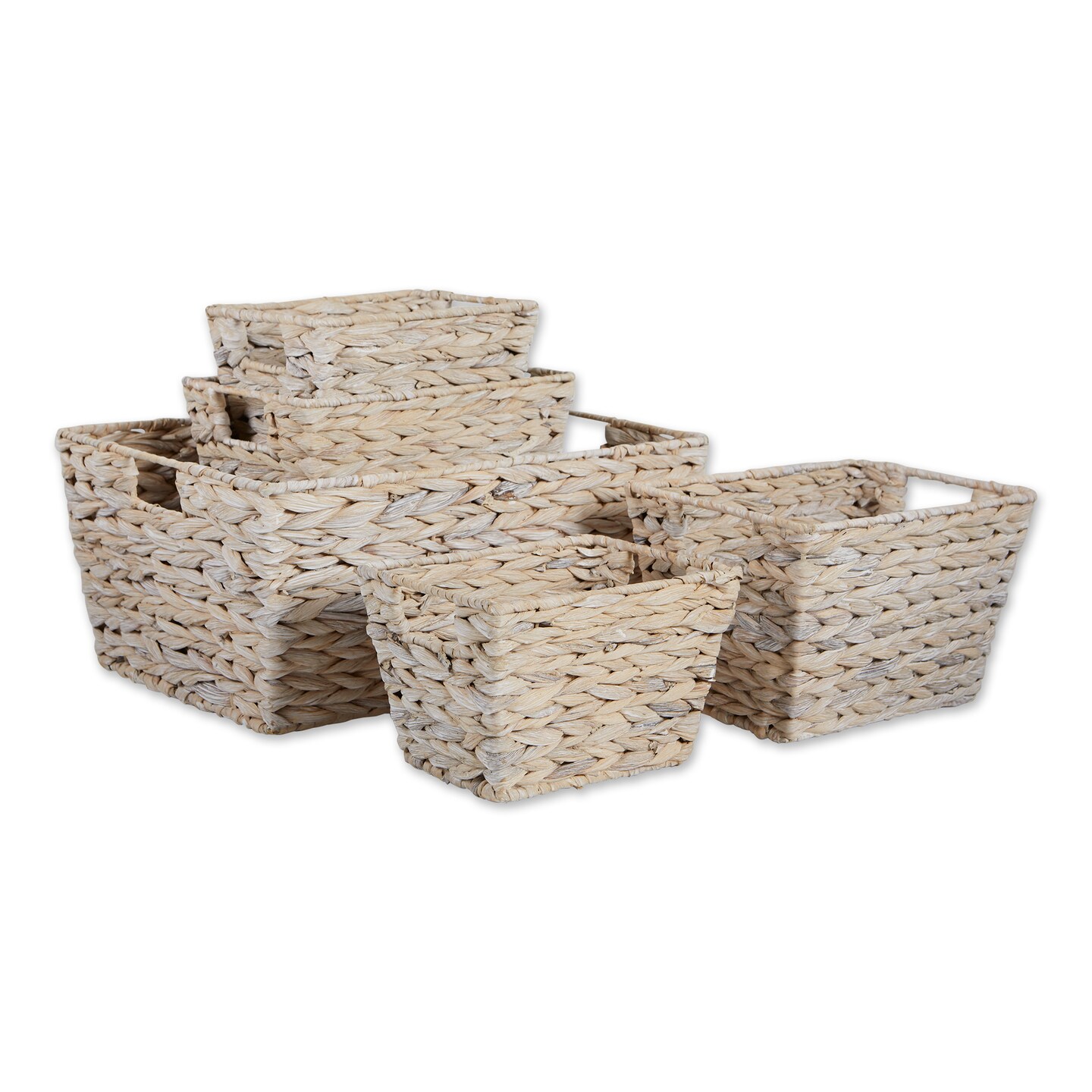 Dii Asst White Wash Hyacinth Basket Set Of 5 