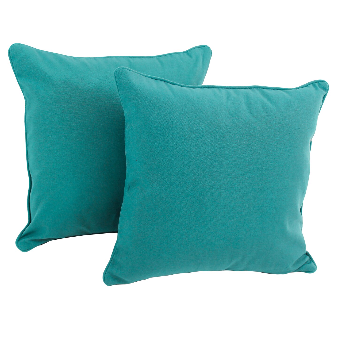 18-inch Double-corded Solid Twill Square Throw Pillows with Inserts (Set of 2) - Aqua Blue
