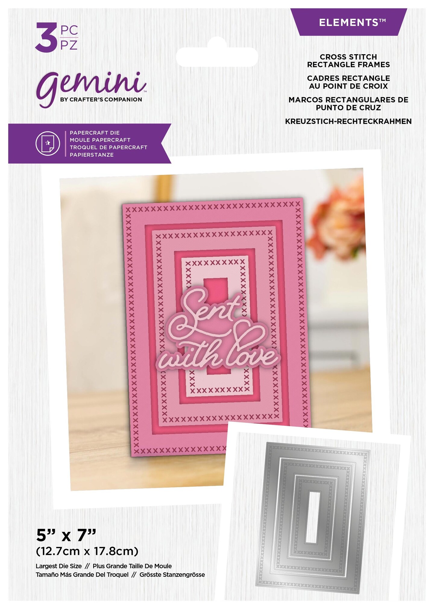 Crafter's Companion Gemini Elements DiesCross Stitch Rectangle Frames