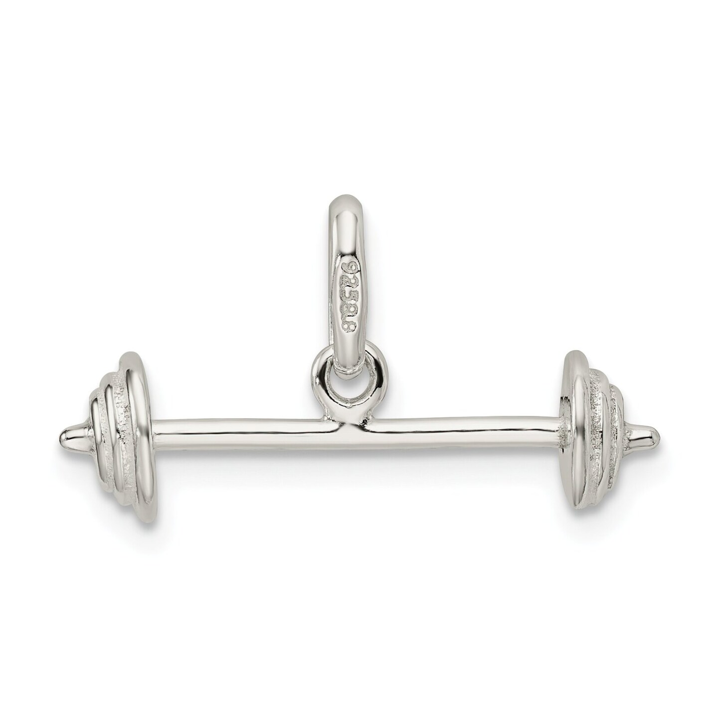 Sterling Silver Barbell Charm Pendant Weightlifting