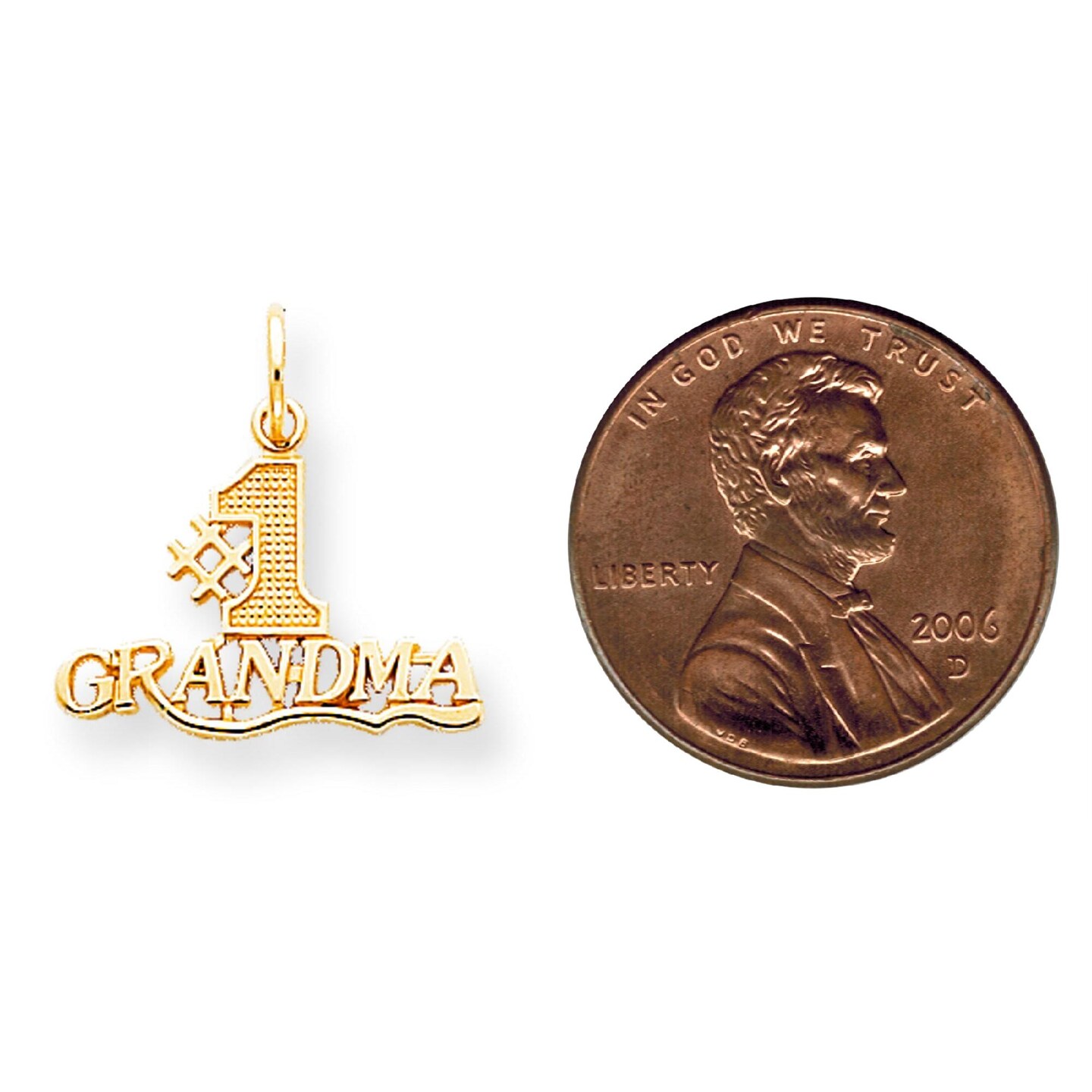 10K Yellow Gold #1 Grandma Charm Grandmother Pendant Jewerly 20mm x 18mm