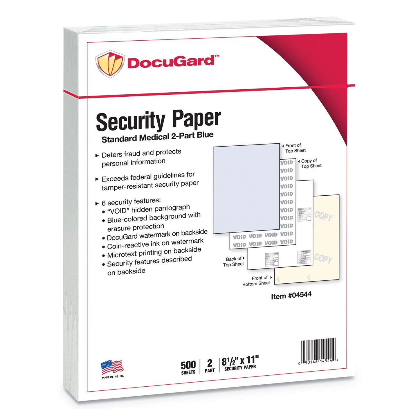 Paris Business Forms Medical Security Papers 32lb 8.5 x 11 Blue/Canary 250/Pack