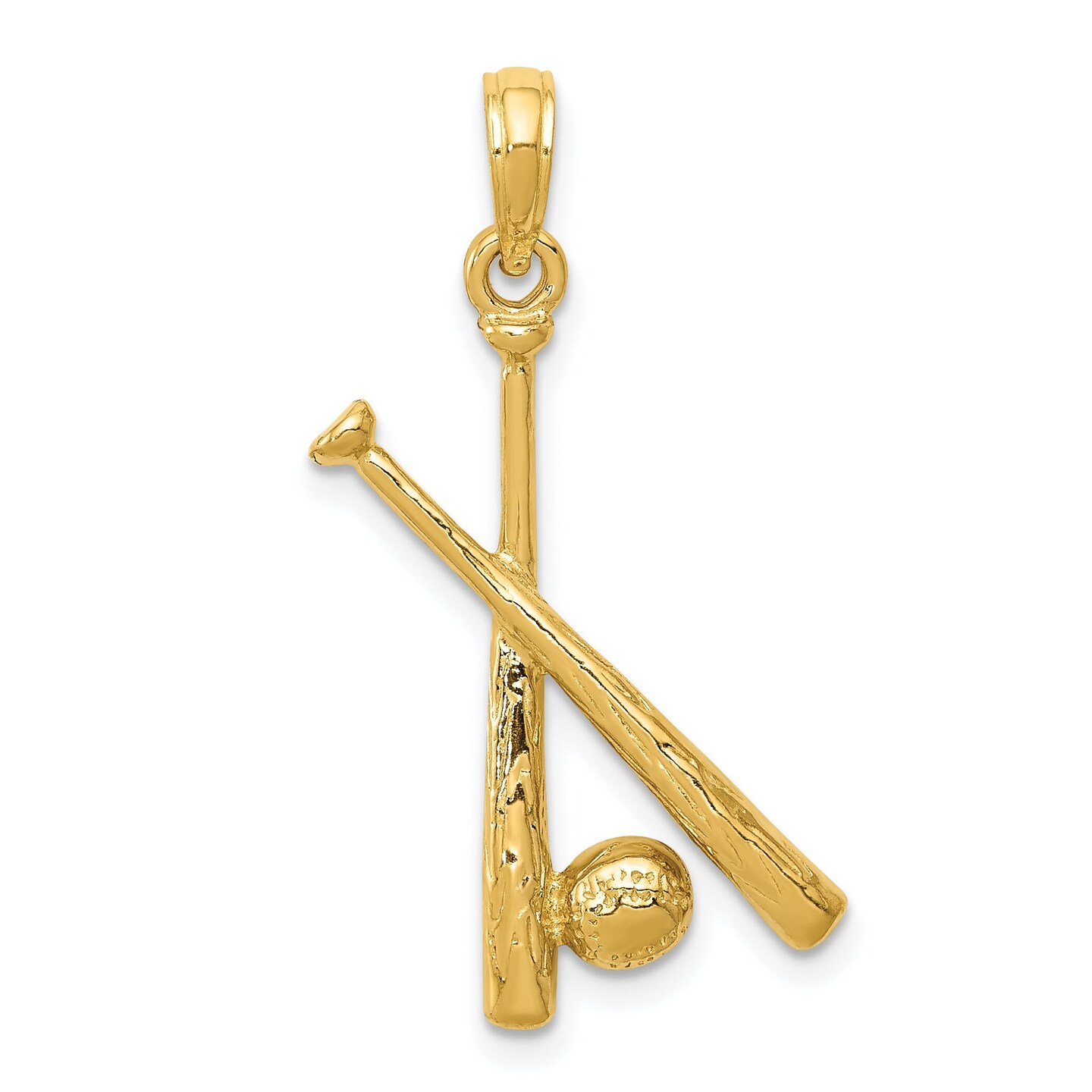 14K Gold Baseball Bats &#x26; Ball Charm Sports Pendant Jewerly 29mm x 13mm