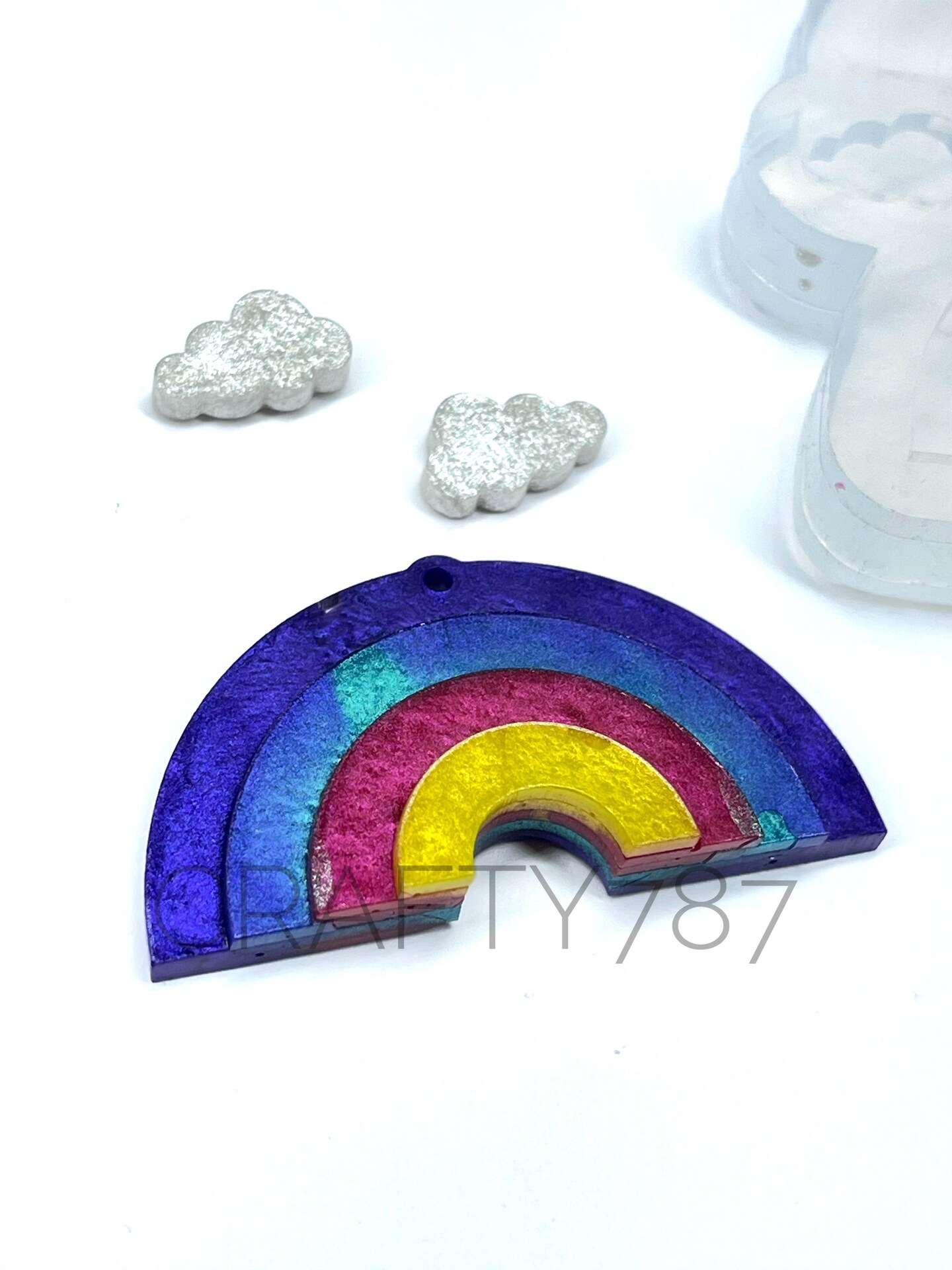 Rainbow Dangle Layered + Cloud Stud Earring Silicone Mold (C10)