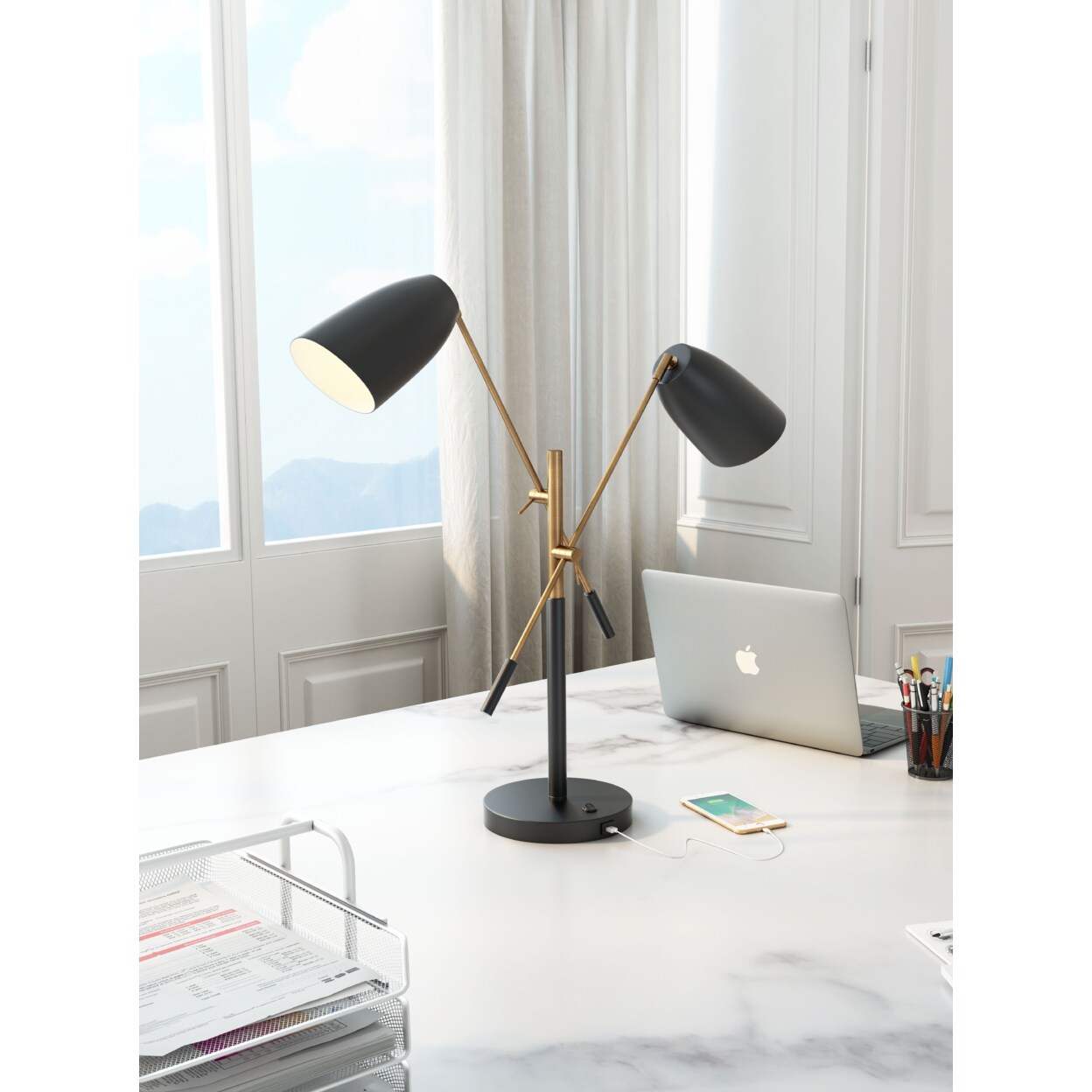 Zuo Modern Tanner Table Lamp Black and Brass | Michaels