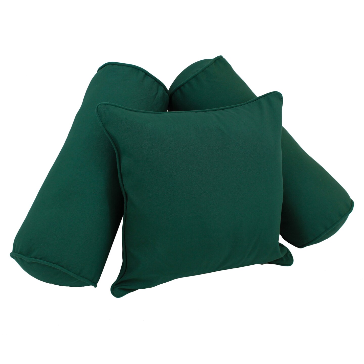 Double-corded Solid Twill Throw Pillows with Inserts (Set of 3) - Forest Green