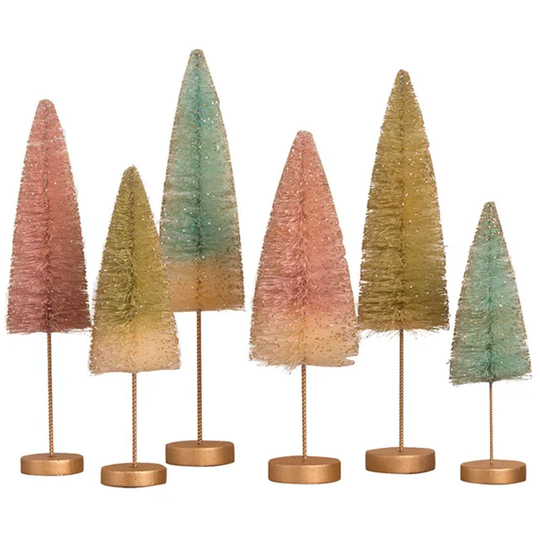 Pastel Forest Bottle Brush Trees - Set of 6