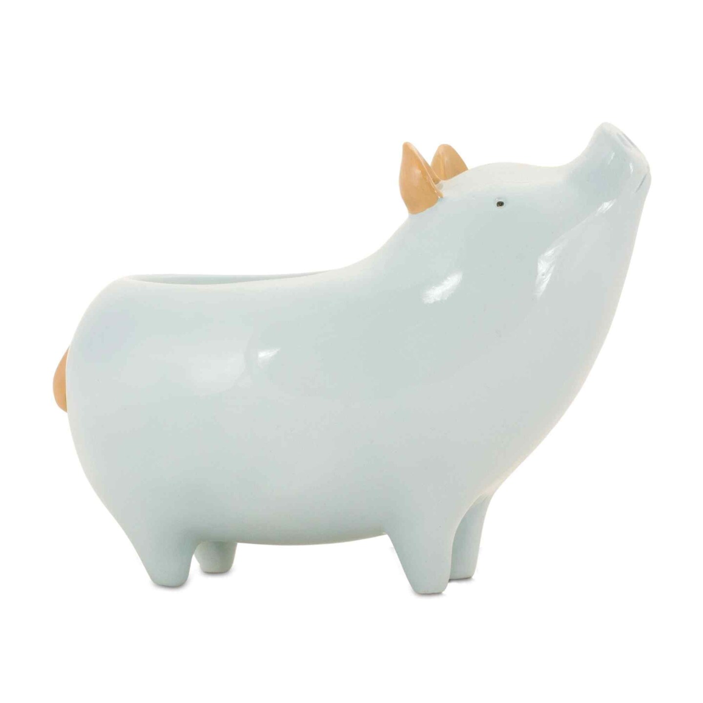 Melrose Decorative Pig Planters - 6&#x22; - Blue and Gold - Set of 4