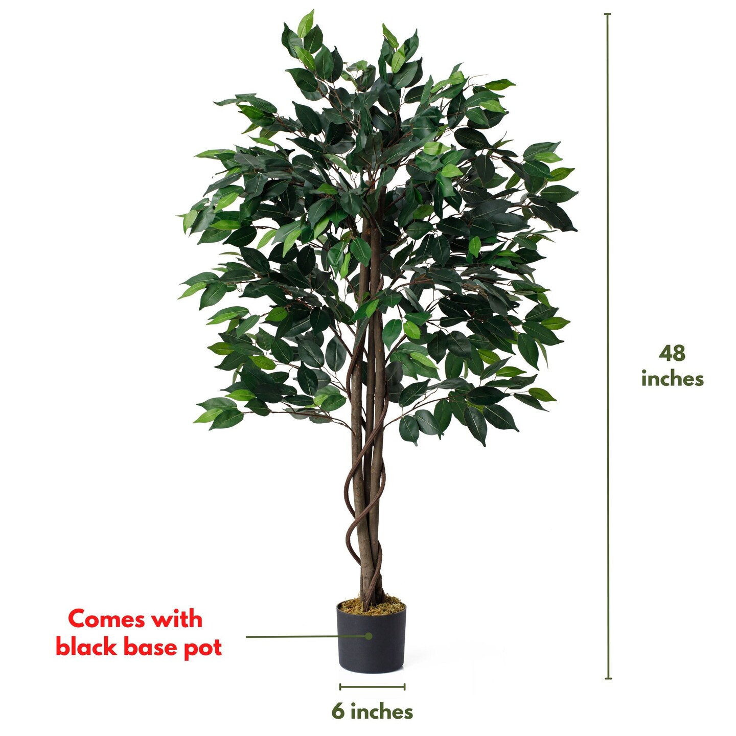 48&#x22; Faux Ficus Tree in Pot (Set of 2)