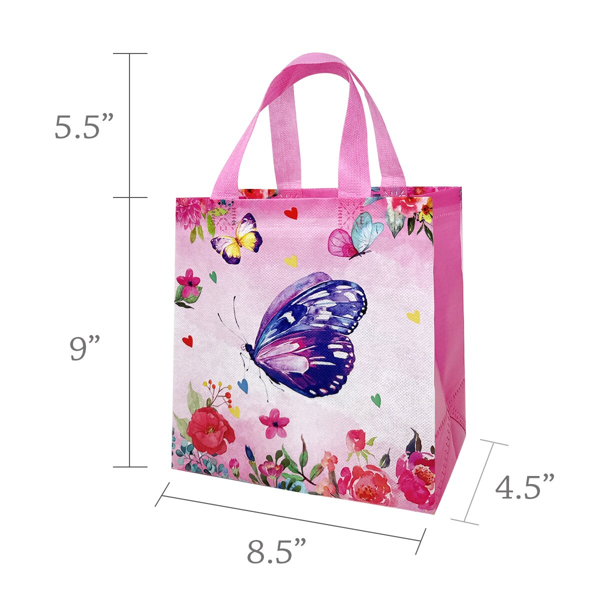 Wrapables Non-Woven Reusable Gift Bags with Handles for Parties, Birthdays, Favors and Treats (Set of 8)