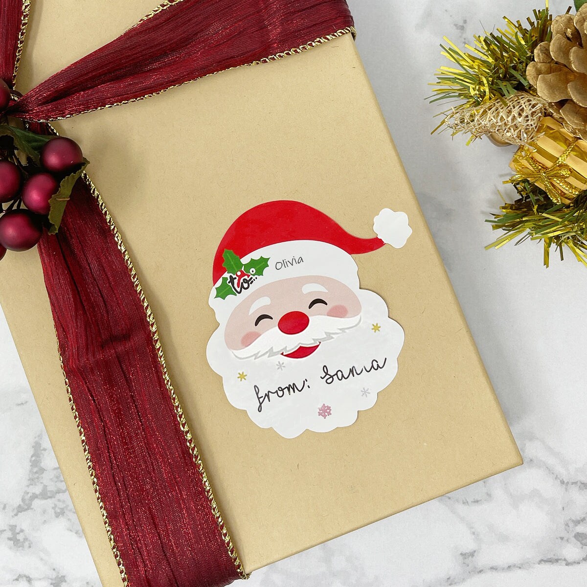 Wrapables Santa Claus Sticker Labels, Christmas Holiday Name Tags for Gifts &#x26; Stationery (45pcs)