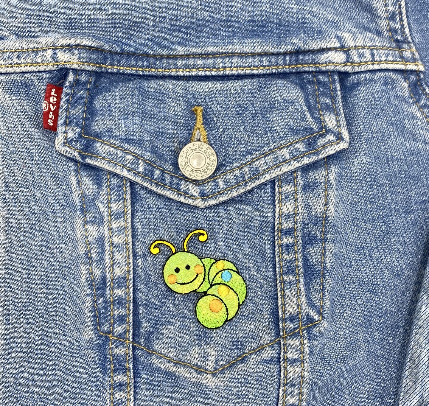 Caterpillar, Shimmery, Whimsical Patches, Embroidered, Iron on Patch
