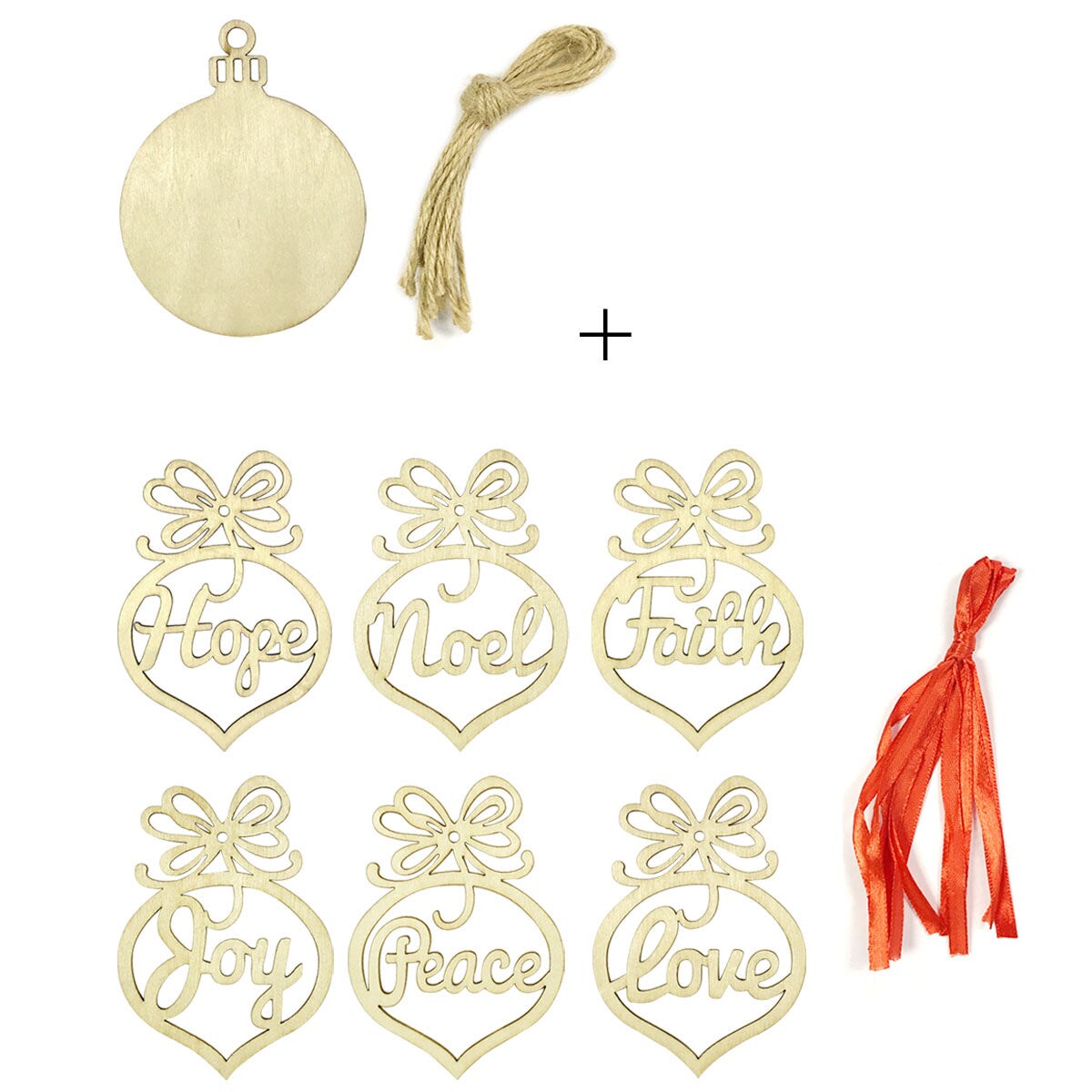 Wrapables Christmas Inspiration Wooden Ornament Hanging Tags (Set of 16)