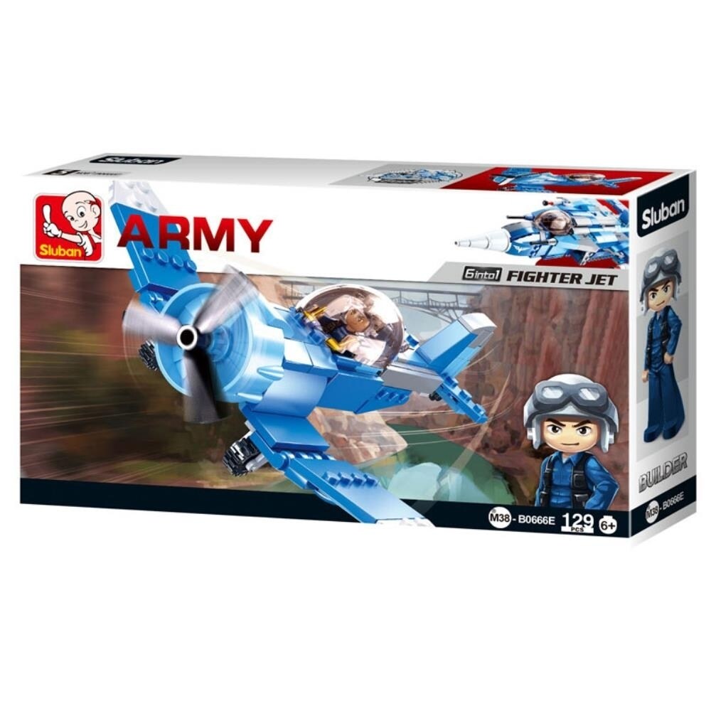 Slubankids Army Aircraft Fighter Jet Building Blocks 129 Pcs Set Building Toy Army Fighter Jet