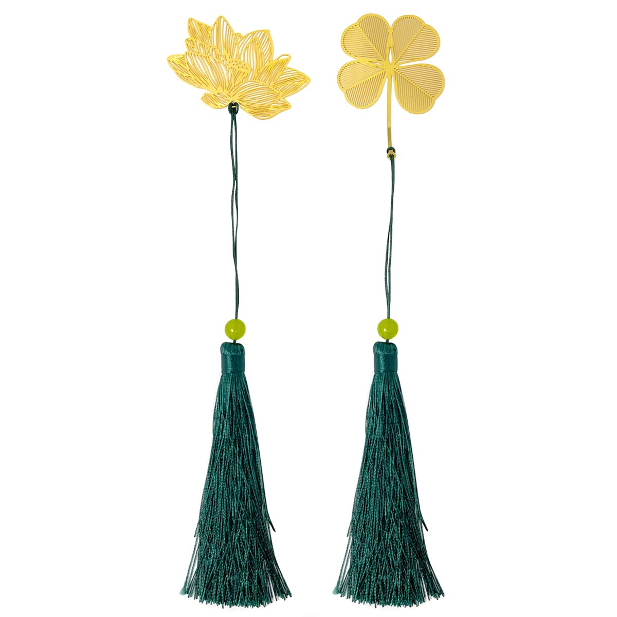 Wrapables Metallic Bookmark with Tassel for Book Lovers &#x26; Readers (Set of 2), Lotus &#x26; Clover