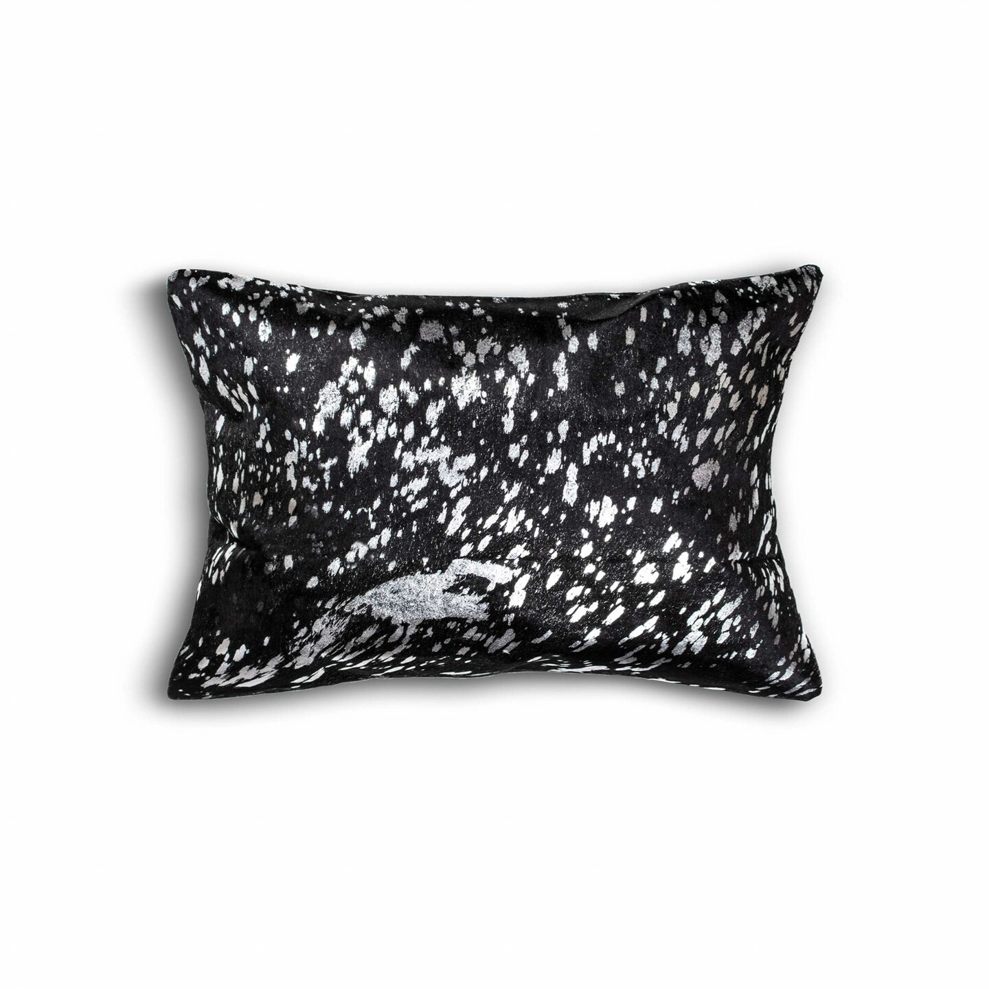 12&#x22; X 20&#x22; X 5&#x22; Black And Silver Cowhide  Pillow