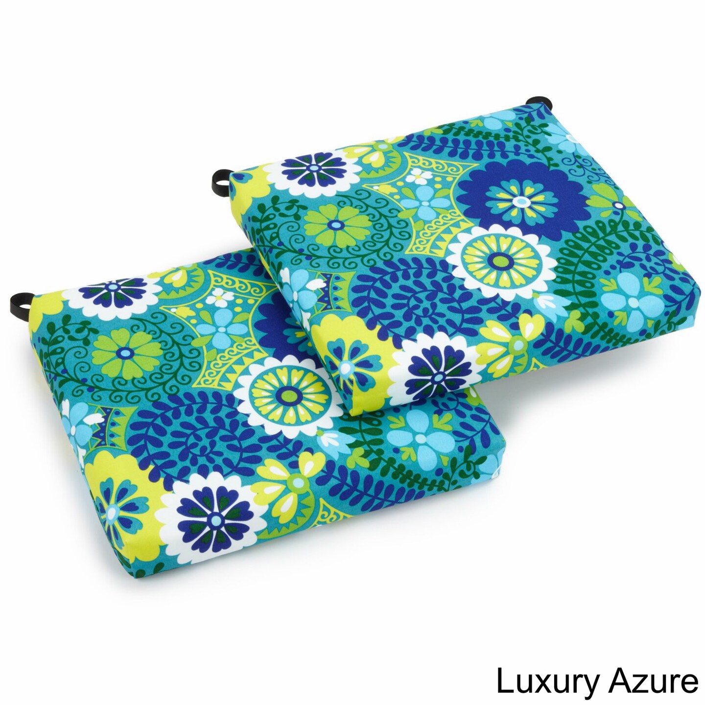 20-inch by 19-inch Spun Polyester Chair Cushion (Set of Two) - Luxury Azure