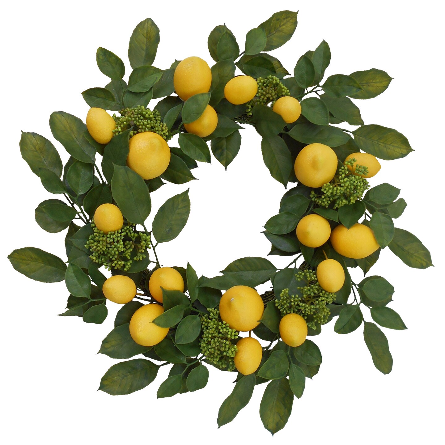 22" Handcrafted Lemon Wreath - Realistic Citrus Décor with Lifelike Lemons, Perfect for Summer, Spring & Kitchen Wall Accents by Floral Home®