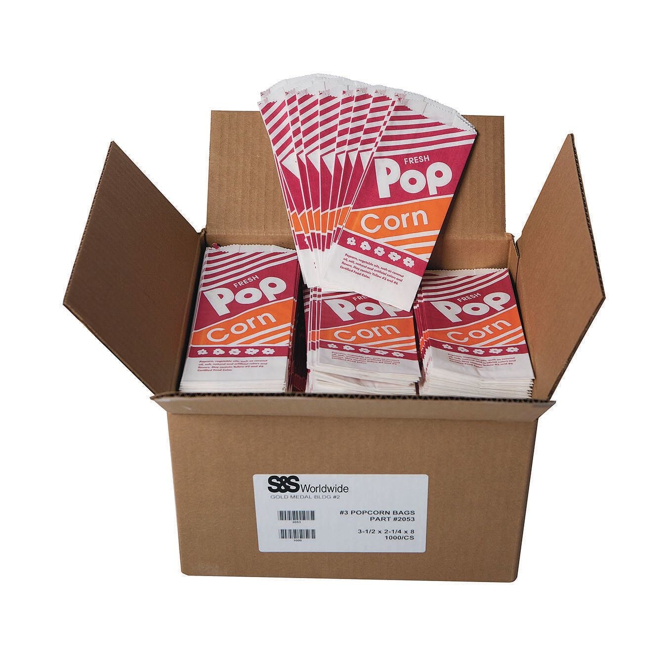 Gold Medal #3 Popcorn Bags, 8&#x201D; x 3-1/2&#x22; x 2-1/4&#x22; (Case of 1000)