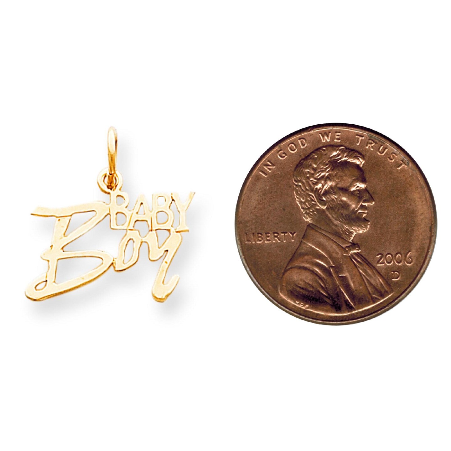 10K Yellow Gold Baby Boy Charm Polished Pendant Jewelry 20mm x 16mm