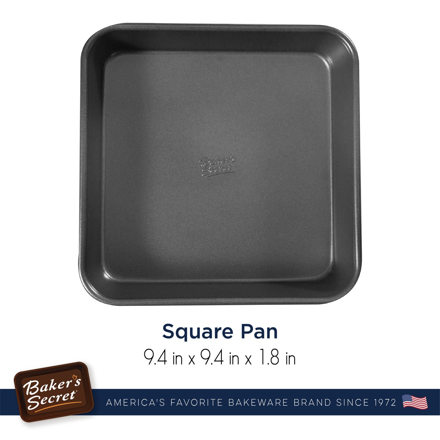 Baker&#x27;s Secret Nonstick Square Cake Pan 9&#x22;, 0.9mm Thick Carbon Steel Cake Pan with 2 Layers Food-Grade Coating, Non-stick Cake Pan for Birthday Cakes and others, Bakeware DIY- Advanced Collection