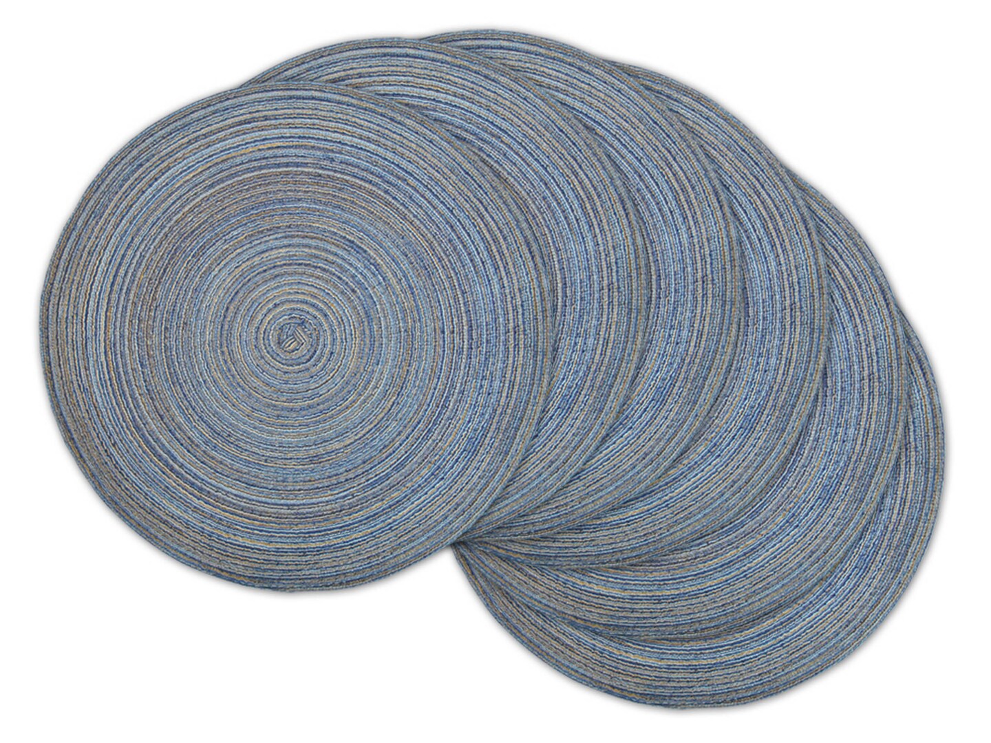 DII Variegated Blue Round Polypropylene Woven Placemat (Set of 6