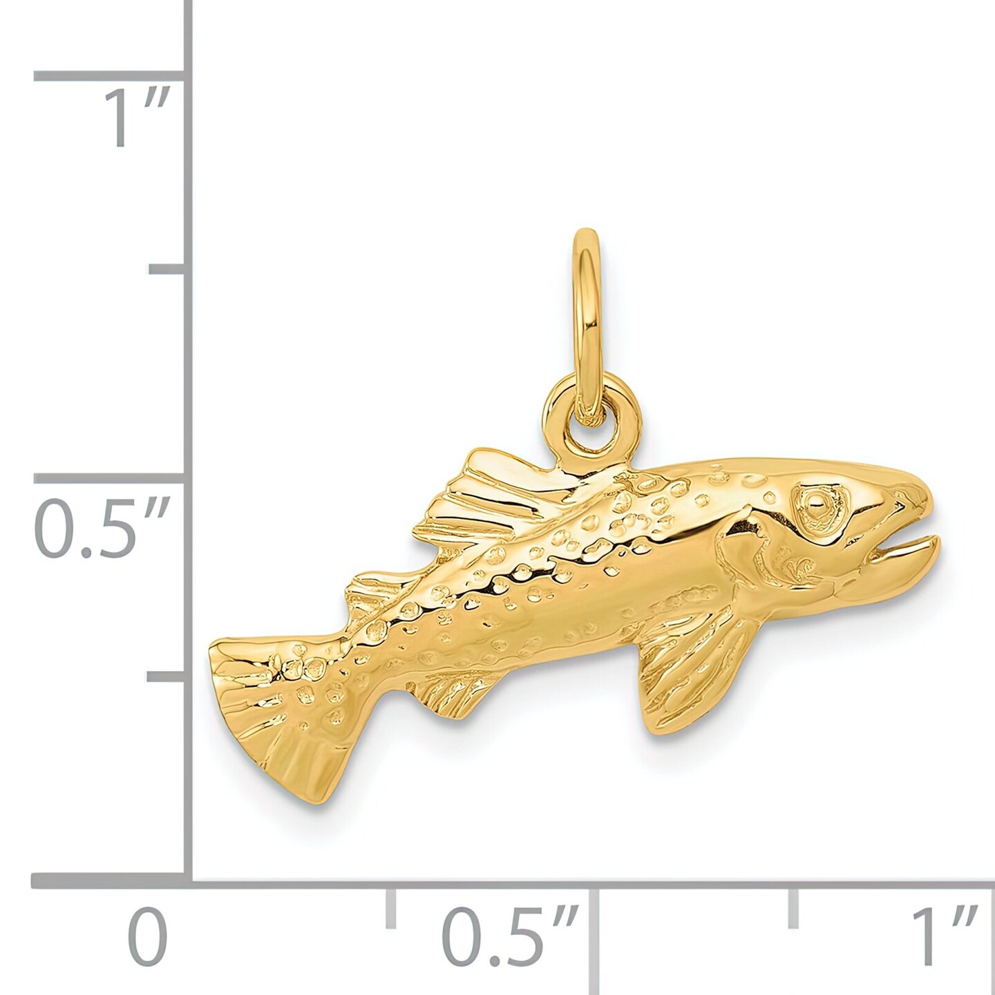14K Yellow Gold Trout Fish Charm Fishing Pendant Jewerly 16mm x 24mm