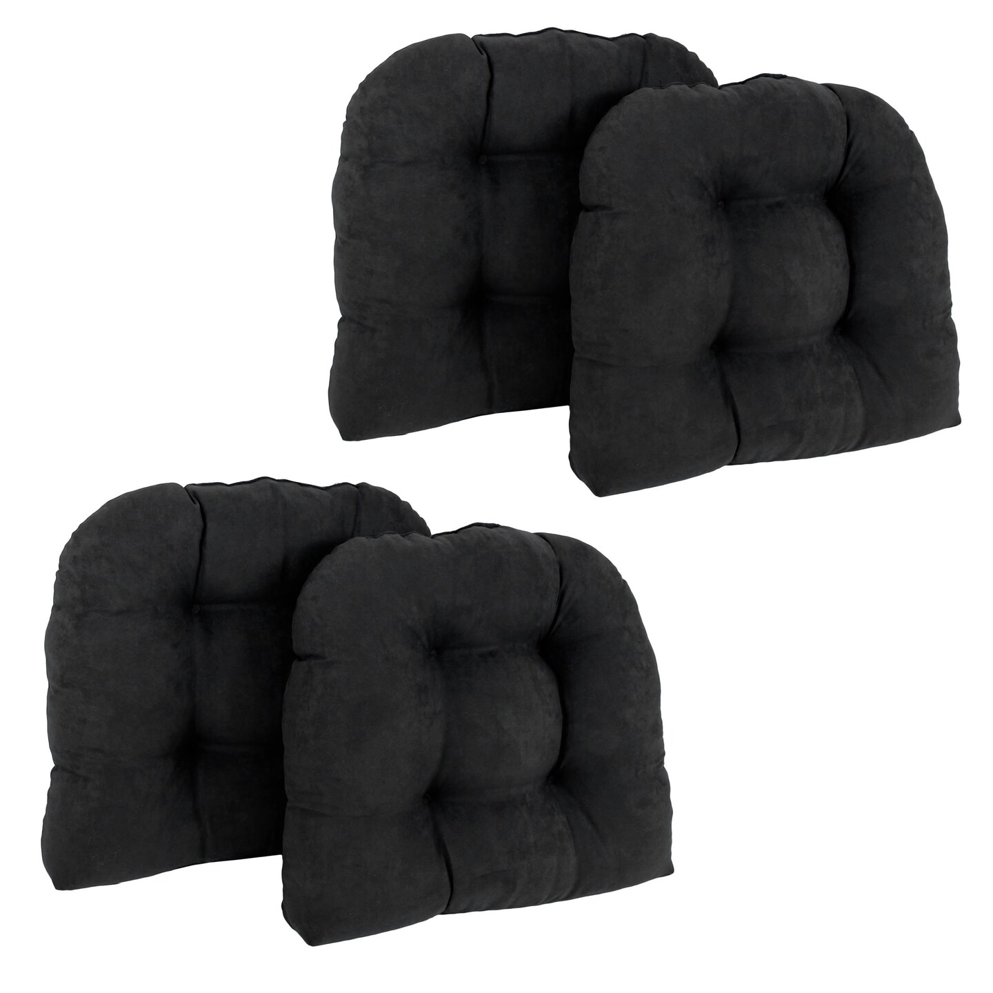 19-inch U-Shaped Micro Suede Tufted Dining Chair Cushions (Set of 4) - Black