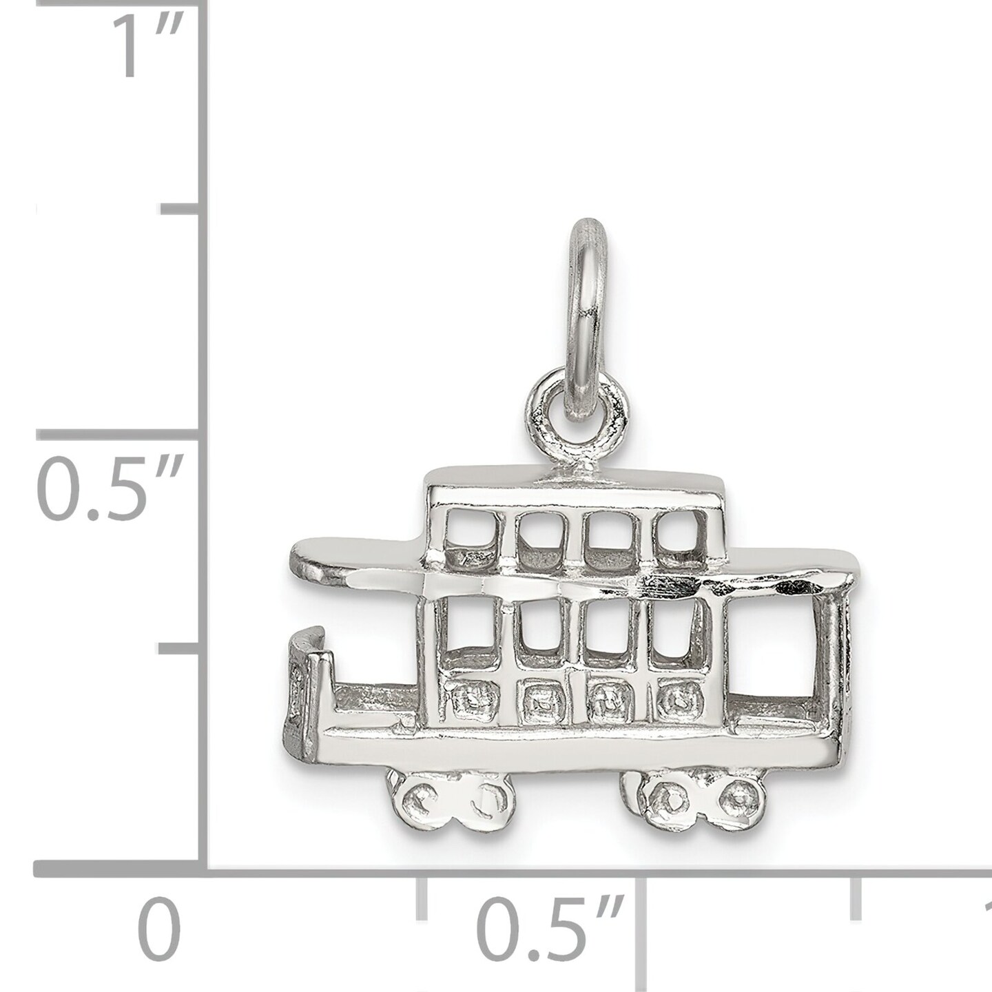 Sterling Silver Trolley Charm Jewelry San Francisco 14mm x 18mm