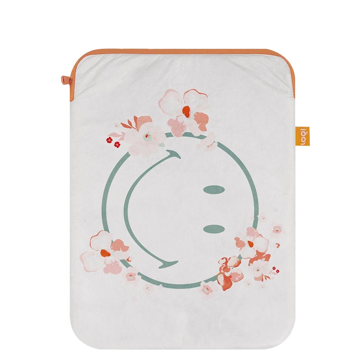 LOQI Artists Laptop Cover, Smiley Tyvek Blossom White, One Size