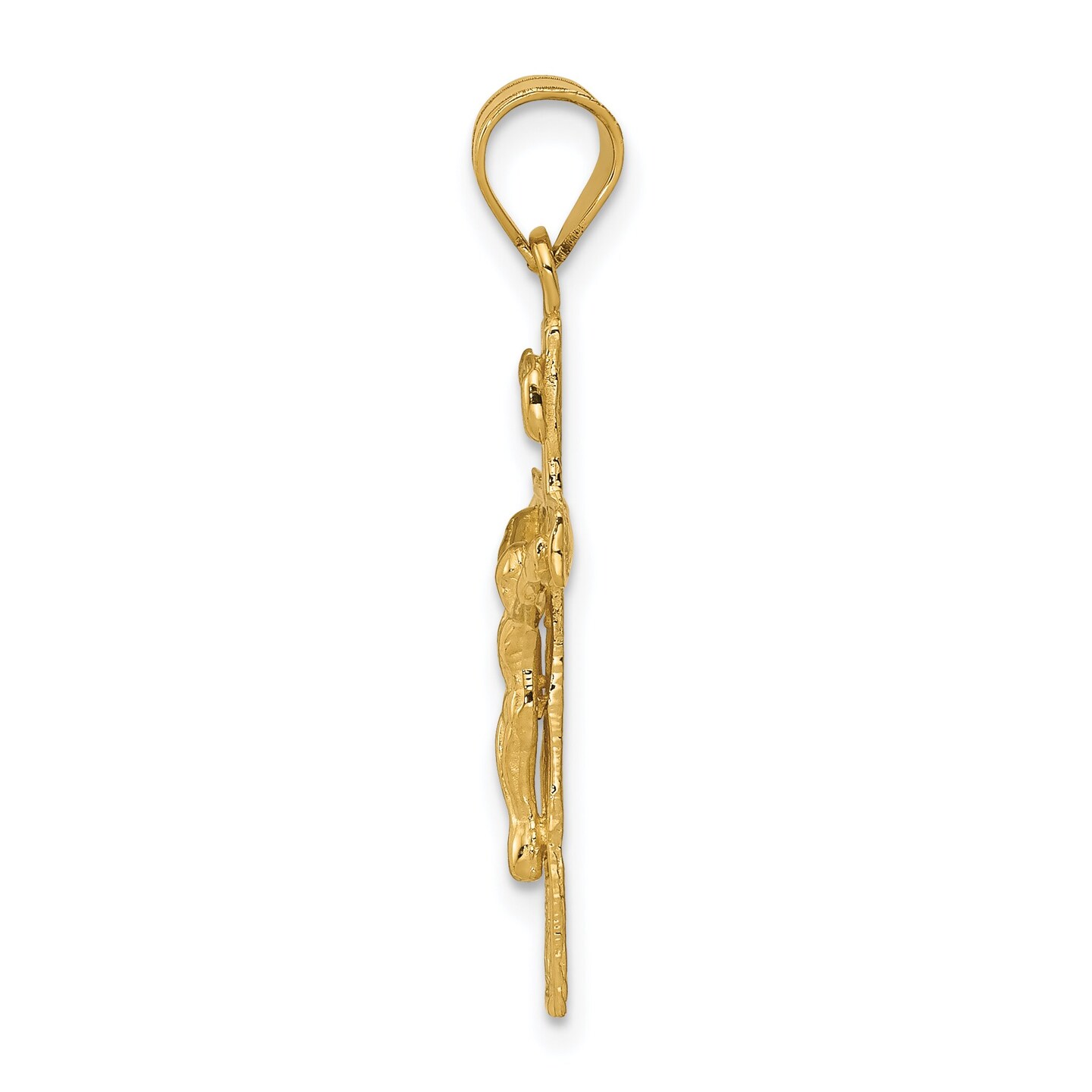 14K Yellow Gold INRI Crucifix Charm Pendant Jewelry 31mm x 9mm
