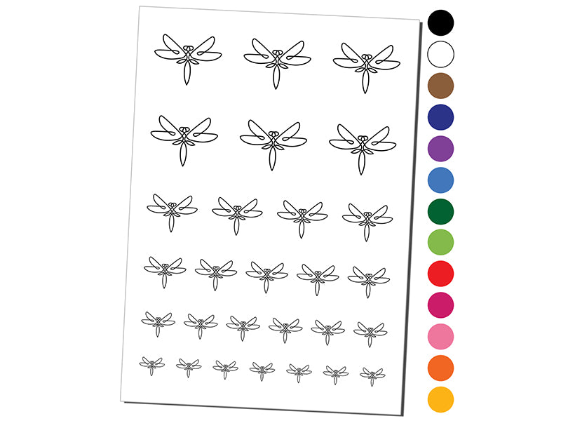 Elegant Abstract Dragonfly Line Art Temporary Tattoo Water Resistant Fake Body Art Set Collection